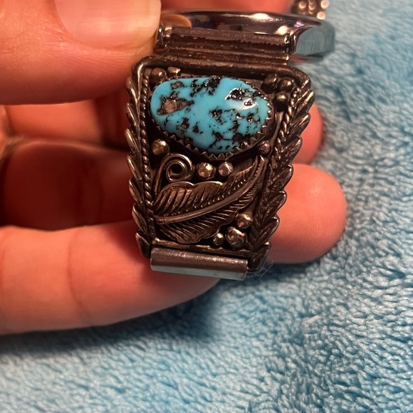 Navajo Silver Watch with Turquoise Accent